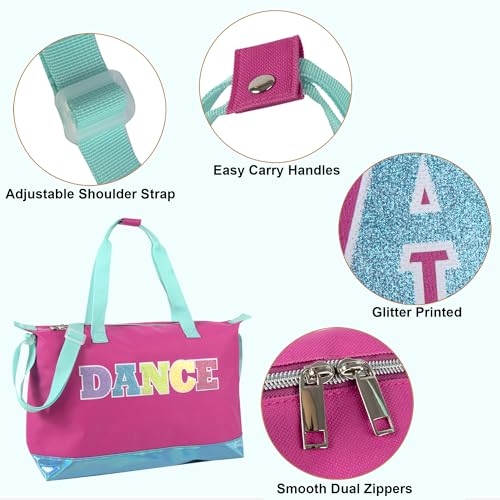 Garment Dance Shoulder Bags for Girls, Teen Dancers, Costumes, Boys | Holographic Glitter Dance Bag for Kids - color: Dance Pink & Blue