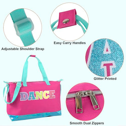Garment Dance Shoulder Bags for Girls, Teen Dancers, Costumes, Boys | Holographic Glitter Dance Bag for Kids - color: Dance Pink & Blue