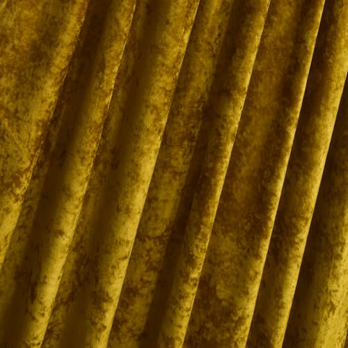 Yellow Velvet Curtains 2 Panels Set - 84 inches Long Room Darkening Luxury Distressed Crushd Velvet Rod Pocket Window Drapes for Living Room Bedroom 52" W x 84" L Mustard - color: Chartreuse, size: 52"W x 84"L (Pack of 2)