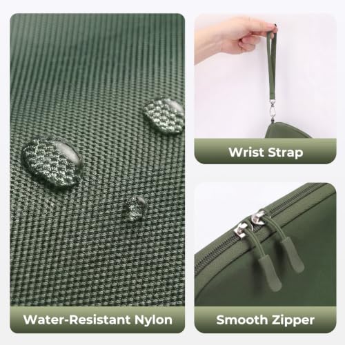 FYY Travel Cable Organizer - 8 Compartments, Lightweight, Water Repellent - color: Green, size: (L) 9.6"× 5.5"× 3.7"
