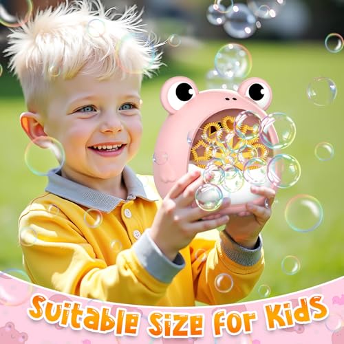 Frog Bubble Machine Toys for Kids 3-8, Outdoor Party Birthday Gift | Bubble Blower Maker with 2 Solutions, Gift for 3 4 5 6 7 8 Year Old Girls Boys - color: Pink