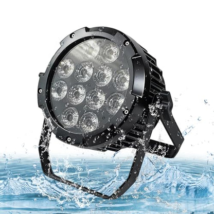 Waterproof Outdoor Lights,12 X18W IP65 RGBWAUV 6in1 LED Par Lights,DMX512 Sound Activated Control Wall Washer Outside Light for Stage Events Garden Landscape Parks Buldding