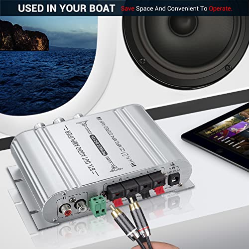 Facmogu ST-838 2.1CH Audio Power Amplifier, RMS 20Wx2+40W Class D Stereo Digital Audio Amp with Subwoofer Output, 80W Mini Subwoofer Amplifier Audio Stereo Bass Amp with DC12V Power Adapter - Silver - color: ST-838 Silver (20Wx2 + Passive Subwoofer)