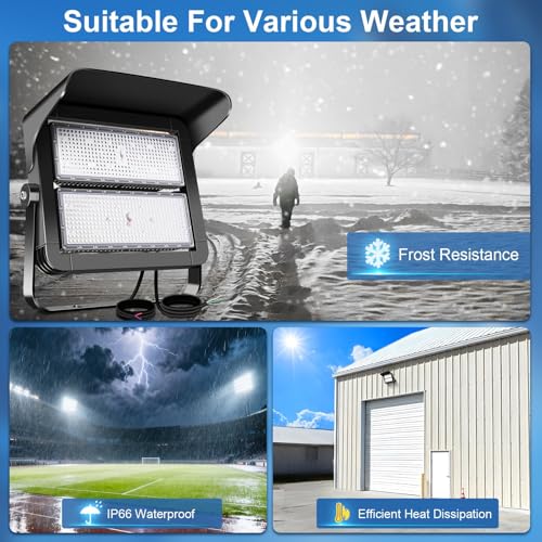 75000LM Dimmable Led Stadium Flood Light 3000W Equivalent | Super Bright 0-500w Led Arena Lights 100-277v 5000k Yoke Pole Mount Ip66 Waterproof Outdoor Commercial Extra Large Light - size: Extra Large/500/Dimmable