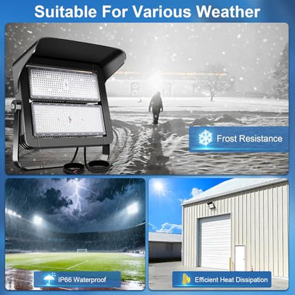 75000LM Dimmable Led Stadium Flood Light 3000W Equivalent | Super Bright 0-500w Led Arena Lights 100-277v 5000k Yoke Pole Mount Ip66 Waterproof Outdoor Commercial Extra Large Light - size: Extra Large/500/Dimmable