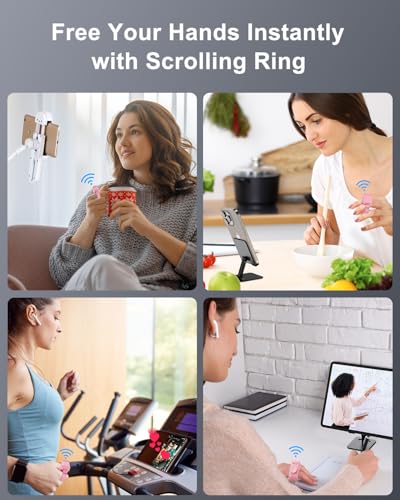 [New Upgrade, Easy to Use] TikTok Scrolling Ring Remote Control, Camera Shutter Remote, Wireless Bluetooth Scrolling Ring for iPhone, iPad, iOS, Android - Light Pink - color: Light Pink