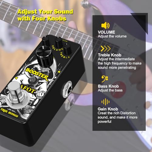 Mini Booster Guitar Effect Pedal,True Gain Booster,Micro Clean Boost Pedal for Electric Guitar Pure Clean Mini Booster Pedals Mini Size True Bypass - color: Black Booster