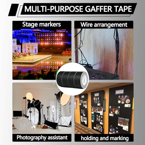 COSIMIXO 4-Pack Black Gaffers Tape 30 Yards x 2 Inch - Waterproof, No Residue, Non-Reflective, Easy Tear, Matte Gaffer Stage Tape - Gaff Cloth Tape for Photography, Filming Backdrop
