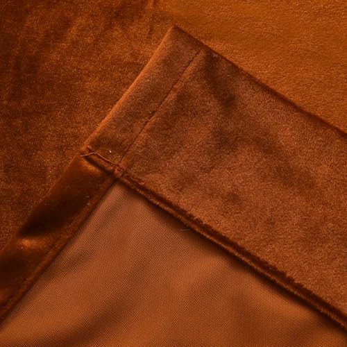 Velvet Tie Top Room Curtain Set- Honey Brown Velvet Drapes Bow Tie Design for Living Room/Bedroom W52 x L96-inch, 2 Panels - color: Honey Brown, size: 52"W x 96"L (Pack of 2)