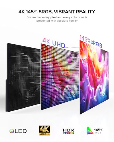 UPERFECT Portable Monitor 4K 60Hz 18.5", 145% sRGB QLED Laptop Monitor | 400 Nits Ultra-Slim Monitor, USB-C & MINI HDMI, VESA & Case, Travel Second Screen for Laptop, Computer, PC, Game Consoles - size: 18.5