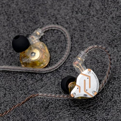 Linsoul KZ ZS10 Pro, 4BA+1DD 5 Driver in Ear Monitor, HiFi Wired Earbuds, Gaming Earbuds, Hybrid IEM Earphones with Stainless Steel Faceplate, Detachable Cable for Musician(with Mic, Glare Yellow) - color: Glare Yellow, style: With Mic