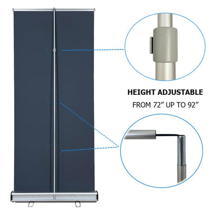 4U Media&Displays 36" W x 72 - 90" H 1 UNIT Heavy-Duty Retractable Banner Stand with Carrying padded Canvas Bag(Stand Only) (36")