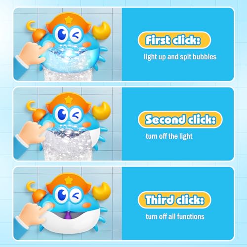 Bath Toys,Light Up Baby Bath Toys Bath Bubble Machine with Colourful RGB Light Great Birthday for Toddler Boys and Girls Tub Toy for Kids Ages 1-3 4-8 - color: Blue