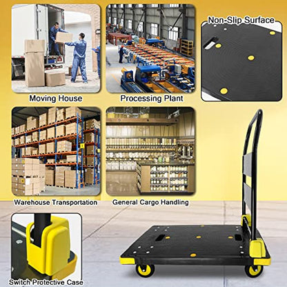 Platform Truck Cart 1000LBS Chinco Star Folding Push Cart Dolly Portable Moving Dolly Cart with 360° Swivel 5'' Wheels Heavy Duty Foldable Flatbed Cart for Hand Moving (35L x24W x40H in) - color: Silver - 35"x24" - 1000 Lbs