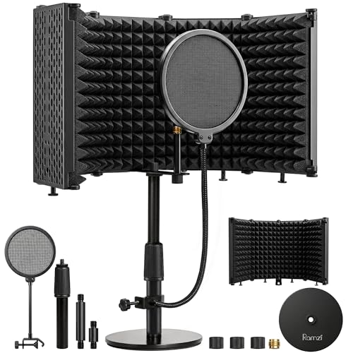 Microphone Stand With Isolation Shield,Recording Studio Equipment - size: w/Desktop