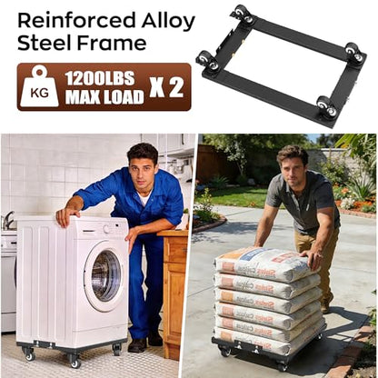 IMAYCC Furniture Dolly with Wheels 1200LBS × 2Pack Furniture Movers with Lifttable Baffles & Brakes, Reinforced Steel Frame & All-Terrain Wheels for Appliance Dolly - size: 2 Pack