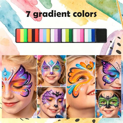 Face Painting Kit for Kids and Adults ,Halloween Face Paint Makeup Kit | Non-toxic, Water-Activated Face Paint Makeup Set, Ideal for HalloweenCosplay、Parties、Special Effects、Artistic Stage Makeup