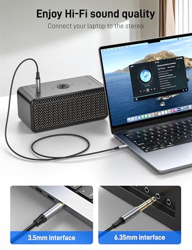 1/4 inch to 3.5mm Stereo Audio Cable 16FT, 3.5mm to 6.35mm Stereo Audio Cable, 1/8 to 6.35mm Y Splitter Guitar AMP Aux Cord for Headphones Jack, Laptop, Speaker, Phone Mixer. - size: 16.5FT