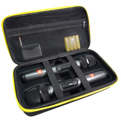 Wireless Microphone Case Only Specially Design for JBL Wireless Two Microphone System, Handheld Dual Mic Travel Bag for Singing or Karaoke for Receivers, Adapters, AA Batteries-Black(Box Only)