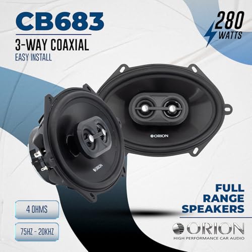 ORION Cobalt CB683 6x8 3-Way Coaxial Car Speakers, 280W Pair | 3-Way Full Range Audio, Polypropylene Cone, Butyl Rubber Surround, Enhanced Bass - style: 6x8" 280 Watts