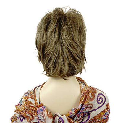 Lydell Short Layered Shaggy Full Synthetic Wig in Light Golden Brown with Wavy Curly Style - color: 14 Light Golden Brown