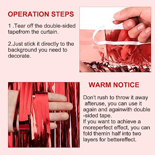2 Pack 3.28 ft x 6.56 ft Red Tinsel Curtain Party Backdrop - Metallic Foil Tinsel Fringe Backdrop Door Fringe for Halloween, Christmas, Birthday Graduat - color: Red - 3.28 ft x 6.56 ft