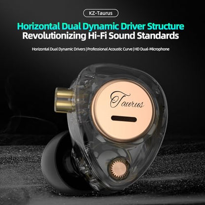 KZ Taurus in Ear Monitor Headphones, Horizontal 2DD in Ears, Gaming Earbuds, Noise Isolating Ear Buds Sound Localization in-Ears for Singers Musicians Audiophiles - color: SolidWhite, style: no Mic