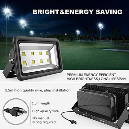400W Outdoor LED Flood Light, 40000LM Super Bright, 110-285V, IP66 Waterproof, 6000K Daylight White Security Lights,Lighting for Playground Yard Stadium Lawn Ball Park - color: 400W-Black