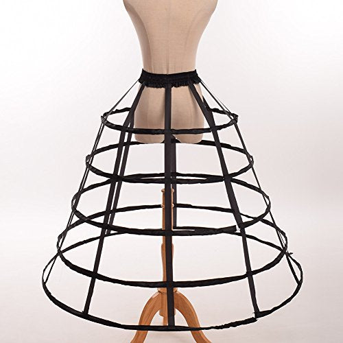 GRACEART Victorian Dress Pannier Hoop Skirt Bustle Cage Skirt - color: Black-5 Hoops Bell