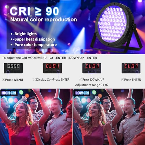 BETOPPER Stage Lighting 120W Par Light RGBW 4-in-1 Stage Lights, DJ Light DMX for Concert and Events,4 Packs