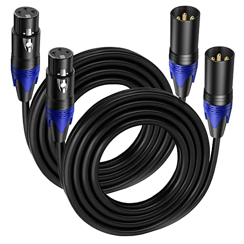 2 Pack, 10 FT XLR Male to Female Cable,Professional Balanced Microphone LeadExtension Mic Cable, Pure Copper & DualShielding, Compatible with Microphones,Mixers, Speakers, and Large Stage DMXLighting - size: 10 FT, style: Black 2 Pack