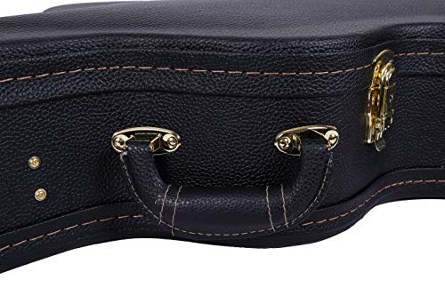 Crossrock Arch-Top Wood Case for OM/Martin 000-14 Fret Guitars, Black (CRW600OMBK) - color: Black, style: Om
