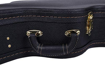 Crossrock Arch-Top Wood Case for OM/Martin 000-14 Fret Guitars, Black (CRW600OMBK) - color: Black, style: Om