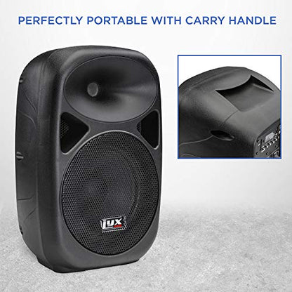LyxPro SPA-10 10" Portable PA Speaker System With Metal Tripod Stand Combo Kit Power Active Amplifier Equalizer Bluetooth SD Slot USB MP3 XLR 1/4" 1/8" 3.5mm Inputs Remote Control - size: 10 Inch + Stand
