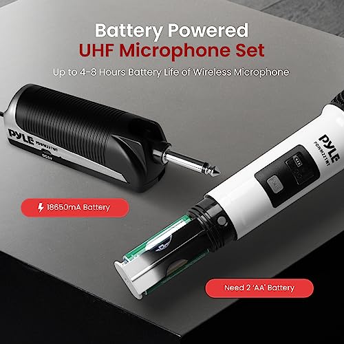 4 Channel Wireless Microphone System, Portable UHF Band Receiver System, Independent Channel Controls, RF Signal LCD Indicator, Digital Audio Microphone Set with 4 Handheld Microphones (White) - style: Wireless-Set of 4 Mics