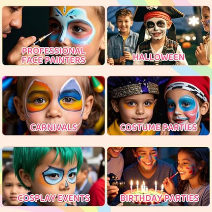 Anka Bella Professional Face Paint（60gm),Water Activated Face Body Painting Kit for Kids & Adults,Hypoallergenic & Non-Toxic,Perfect for Birthday Parties/Halloween/Carnival - color: Six-panel face paint tray