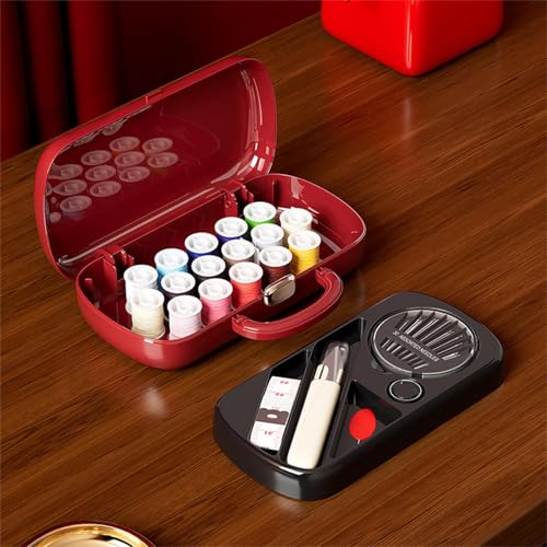 150Pcs Red Sewing Project Kit, Travel Family Sewing Supplies Repair Kit Portable Small Traveler Sewing Kit Sewing Thread Accessories DIY Sewing Supplies Organizer (Red) - color: Red
