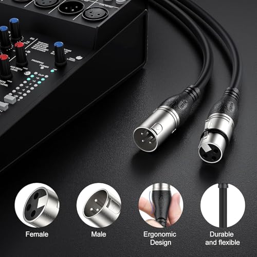 XLR Cable 25ft 10 Packs Microphone Cable with 3-Pin XLR Male to Female | Balanced, Professional Shielded, for Mic, Mixer, Speaker Systems, Radio Station and Podcast, Black - color: Black, size: 25 Feet-10 Pack
