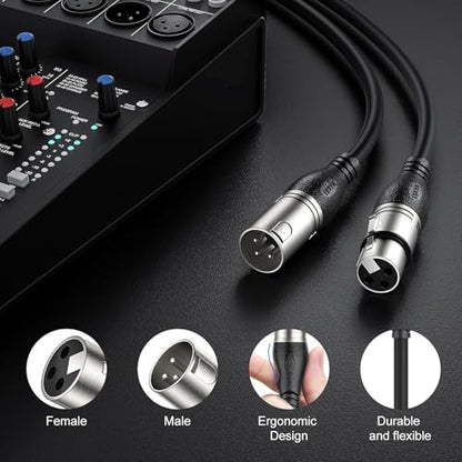 XLR Cable 25ft 10 Packs Microphone Cable with 3-Pin XLR Male to Female | Balanced, Professional Shielded, for Mic, Mixer, Speaker Systems, Radio Station and Podcast, Black - color: Black, size: 25 Feet-10 Pack