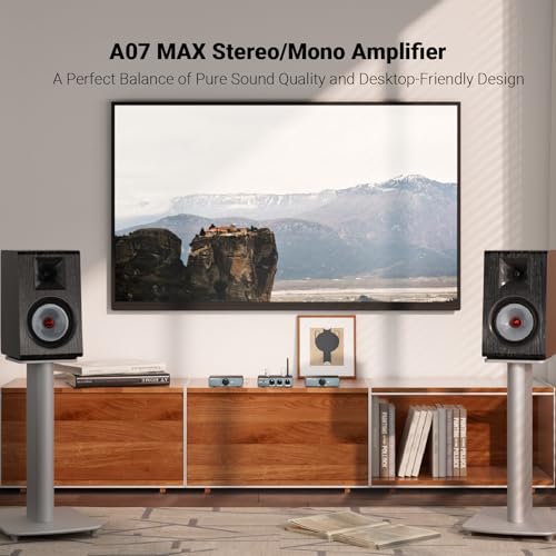 AIYIMA A07 MAX TPA3255 HiFi Power Amplifier 600W,Mono/Stereo Amp & Aux Out | Swappable Op-Amp | 300W*2 Class D HiFi Amp for 2.0/2.1 Channel Home Audio Bookshelf Speaker,T1 PRO Preamp,D07 Desktop DAC