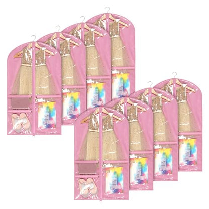 Univivi 40 Inch Dance Costume Garment Bags for Dancers, Pink, 8 Pack - color: Pink, size: 8 Pack