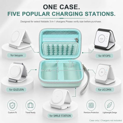 Hard Travel Case for Iseyyox for RTOPS for QUZUDN 3 in 1 Wireless Charger - color: Green