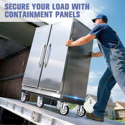 KEDSUM Moving Dolly with 5" All Terrain Wheels, 2000LBS Heavy Duty Dolly Cart with 100% Thicken Steel Frame, Expandable Furniture Dolly Up to 43.7" Wide, Used for Heavy Appliance, Building Materials - size: 5" wheel