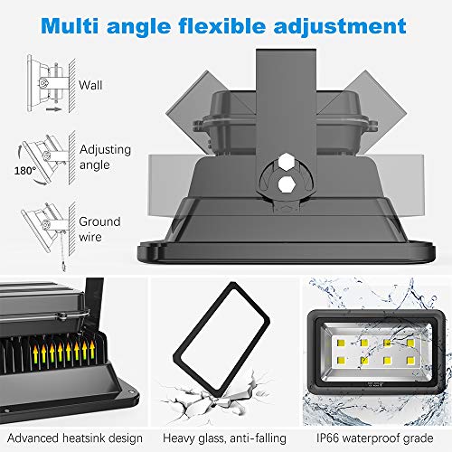 400W Outdoor LED Flood Light, 40000LM Super Bright, 110-285V, IP66 Waterproof, 6000K Daylight White Security Lights,Lighting for Playground Yard Stadium Lawn Ball Park - color: 400W-Black