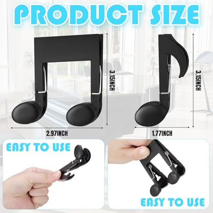 Maitys 6 Pcs Music Sheet Holder Clips Book Page Holder Clip for Sheet Stand Music Teacher Gifts Back to School Read Clip for Wind for Musician Outdoor, 2 Styles