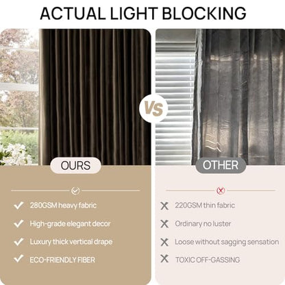 Brown Velvet Pinch Pleated Curtains: 84 Inches Long 2 Panels Set Luxury Living Room Darkening Thermal Insulated Drape with Hooks- Elegant Soundproof Noise Reducing Back Tab Window Curtain for Bedroom - color: Pinch Pleated | Brown, size: 40"W x 84"L (Pack