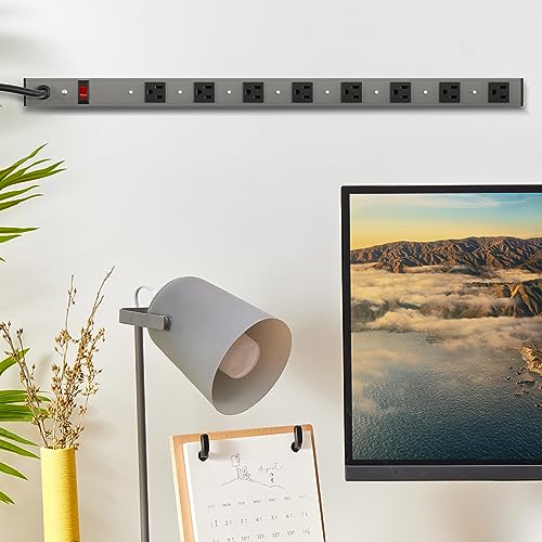 8 Outlets Surged Aluminum Alloy Heavy Duty Metal Socket Power Strip,Oviitech 6-Foot Long Extension Cord with Surge Protection.ETL Certified,Aluminum Alloy Silver with Black Hole. - size: 8 Outlets