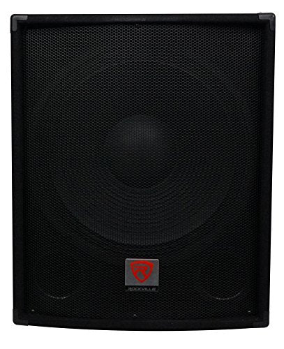 Rockville SBG1184 18" 1000W Pro DJ Subwoofer Bundle with WH4 Caster Wheels | Passive, 4 Ohm, SpeakON/1/4" In/Out, 500W RMS, 96dB, Pole Mount, Dual Ported MDF, 3" Locking Swivel Steel Wheels, 2-Items