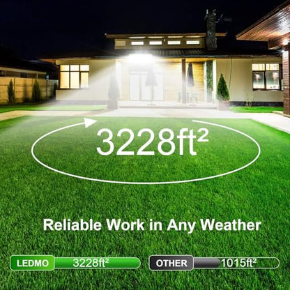 ledmo LED Flood Light Outdoor, 240W Equivalent 1500W Stadium Lights 3Pack | 36000Lumen Commercial Lighting, High-Intensity Floodlights for Yard, Count, Large Area, Waterproof Durable - size: Standard-3Pack