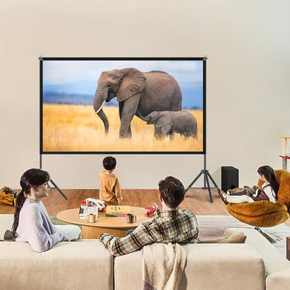 TOWOND Projector Screen with Stand,120 inches Indoor Projector Screen Outdoor Portable 16:9 4K HD Rear Front Projection Movie Screen with Carry Bag Wrinkle-Free Design for Backyard Theater